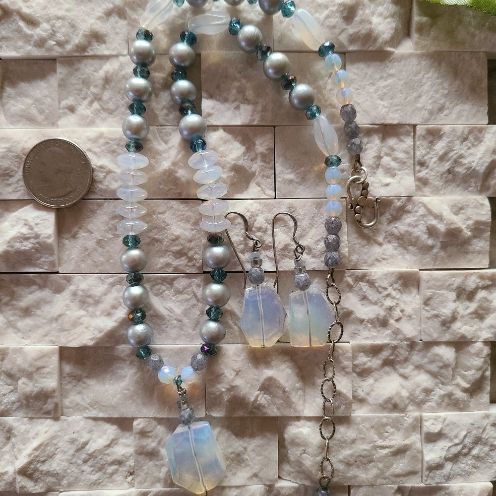 "Opalite" with Fresh Water Pearls & Crystal